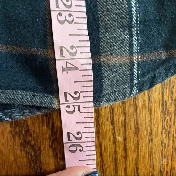 Denim & Flower Ricky Singh Navy Blue Green Plaid Long Sleeve Flannel Size Small - Picture 8 of 8